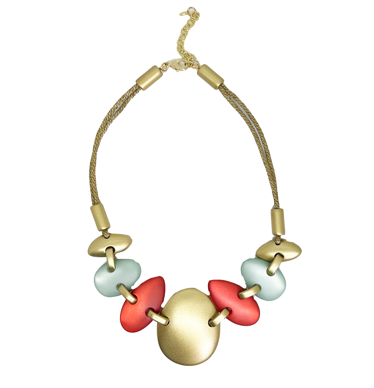 Collar turquesa, dorado y coral, vista 3 – Fahoma