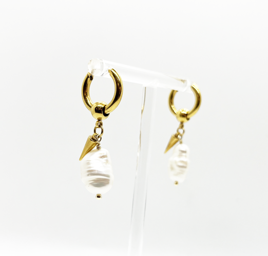 Argollas con dije perlas