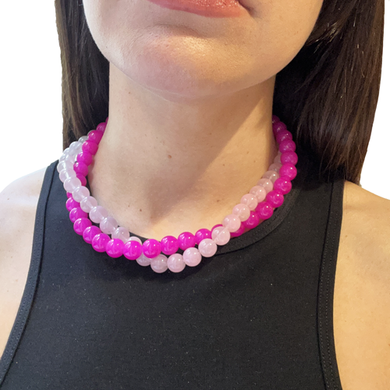 collar fucsia y rosa