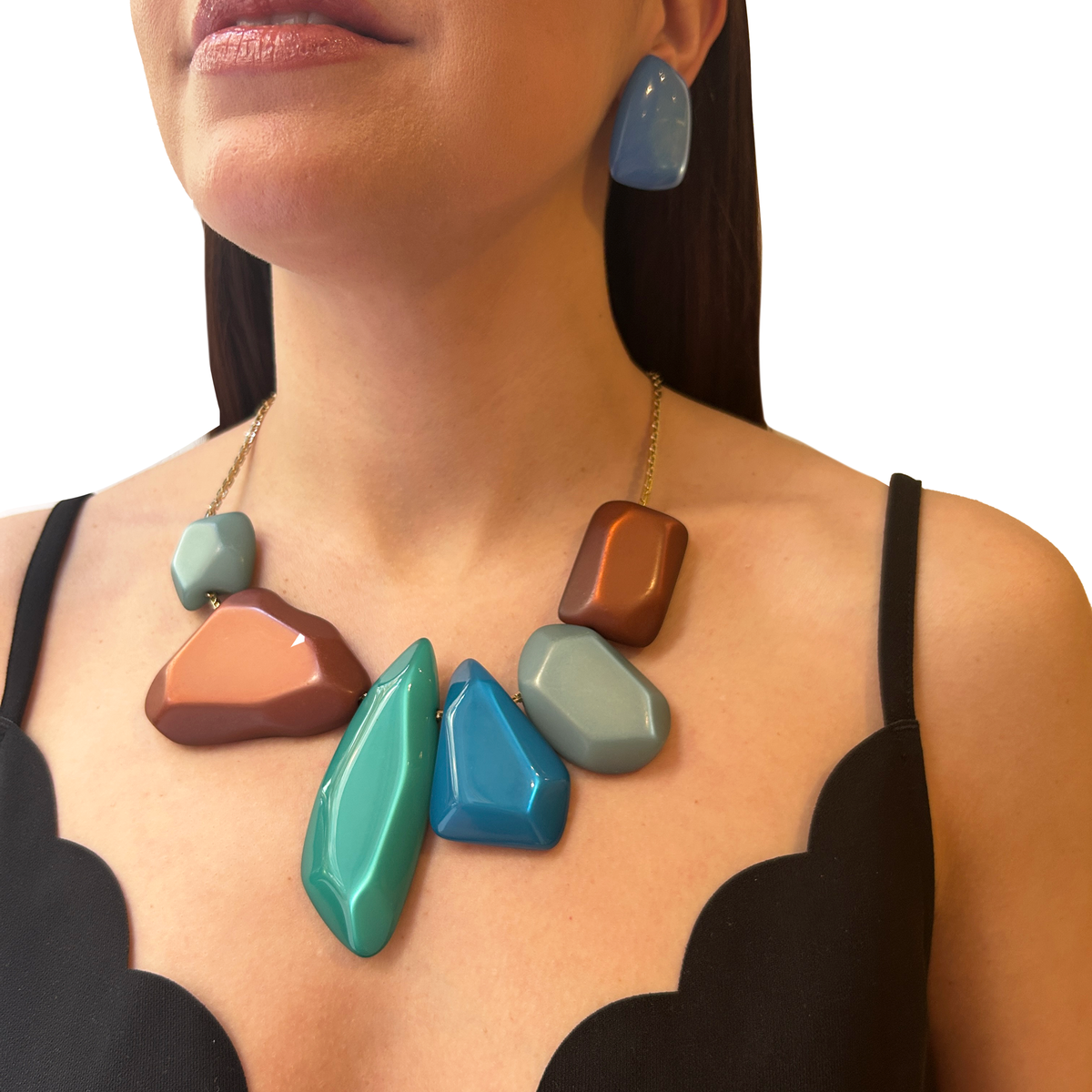 Collar combinado de resina con cadena, vista 2 – Fahoma