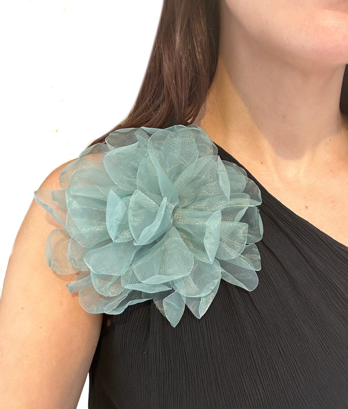 Broche flor de organza, vista 3 – Fahoma