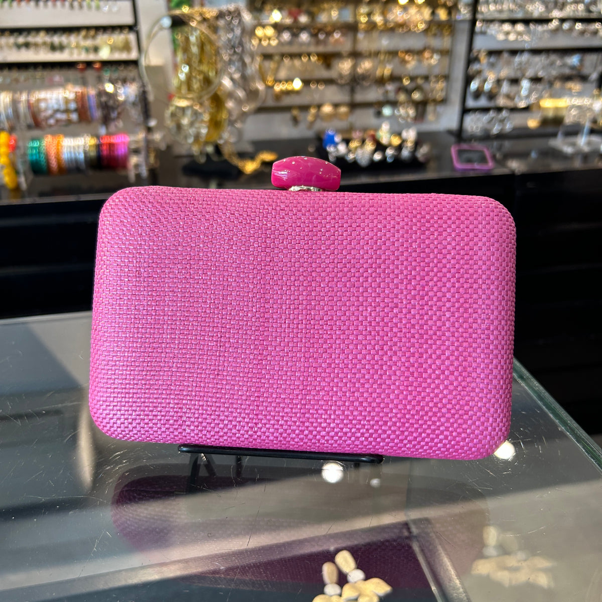 Clutch rafia fucsia – Fahoma, bijouterie en Uruguay