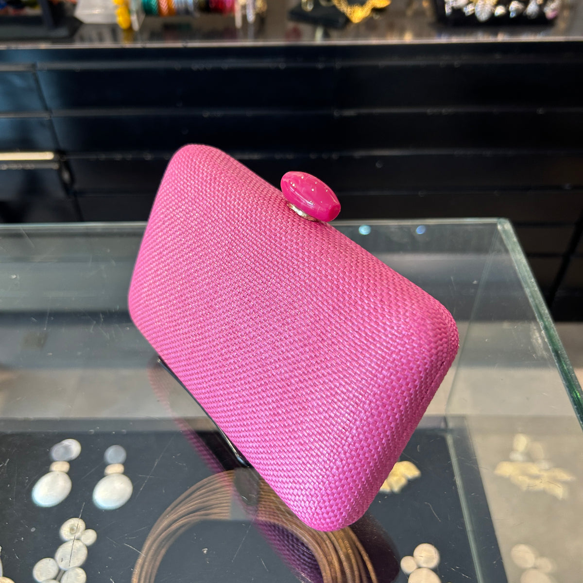 Clutch rafia fucsia, vista 5 – Fahoma