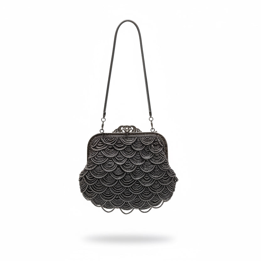 Bolso mostacillas peltre – Fahoma, bijouterie en Uruguay