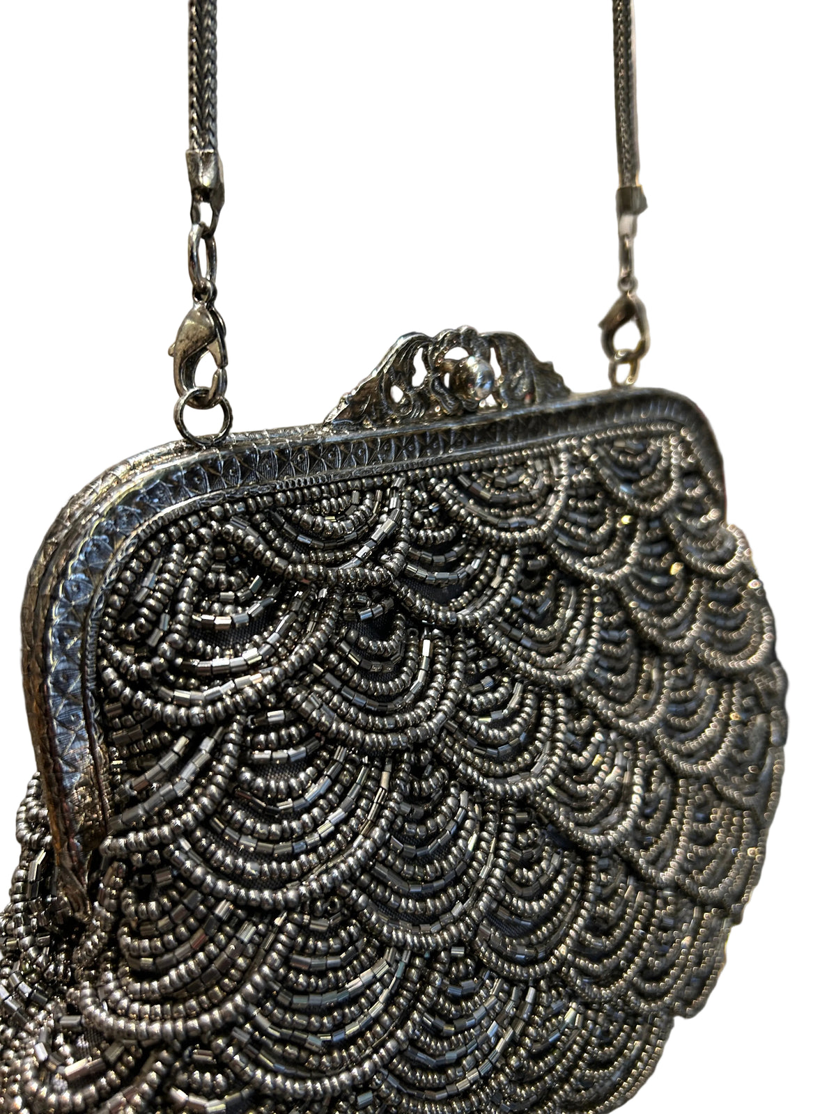 Bolso mostacillas peltre, vista 3 – Fahoma