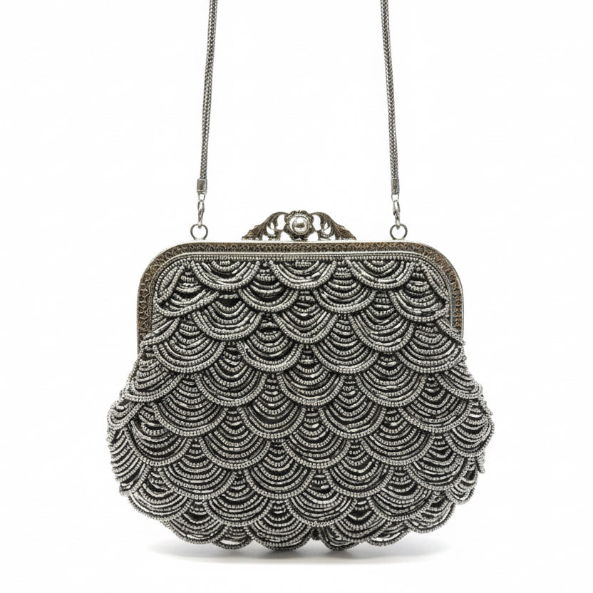 Bolso mostacillas peltre, vista 2 – Fahoma