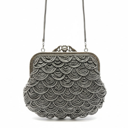 Bolso mostacillas peltre, vista 2 – Fahoma
