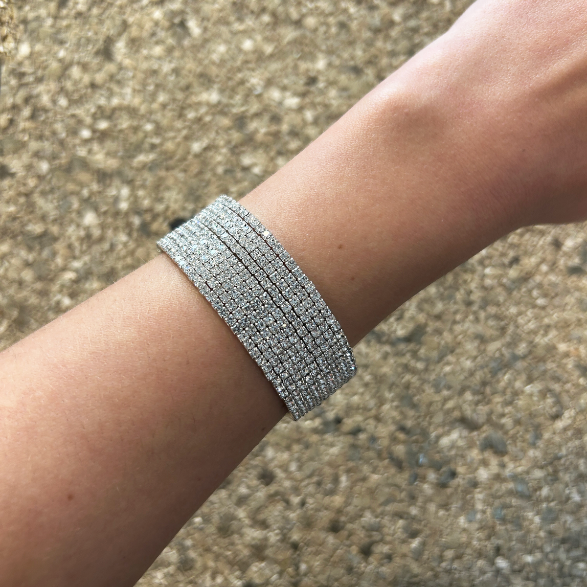 Pulsera de strass plateada – Fahoma, bijouterie en Uruguay