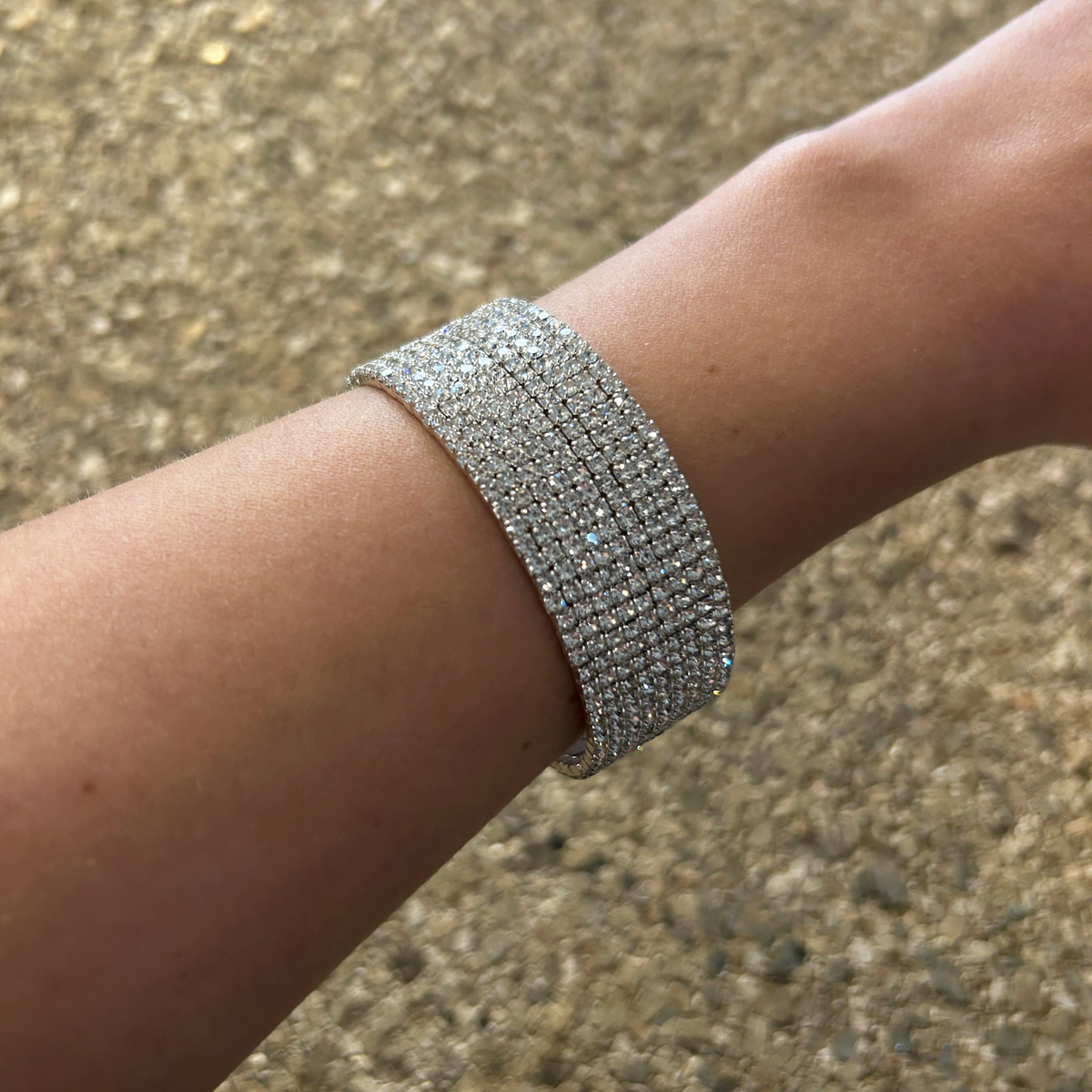 Pulsera de strass plateada, vista 2 – Fahoma