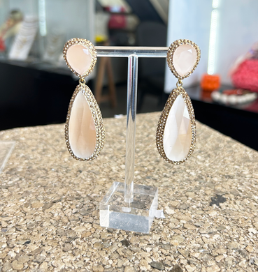 caravanas de cuarzo rosa