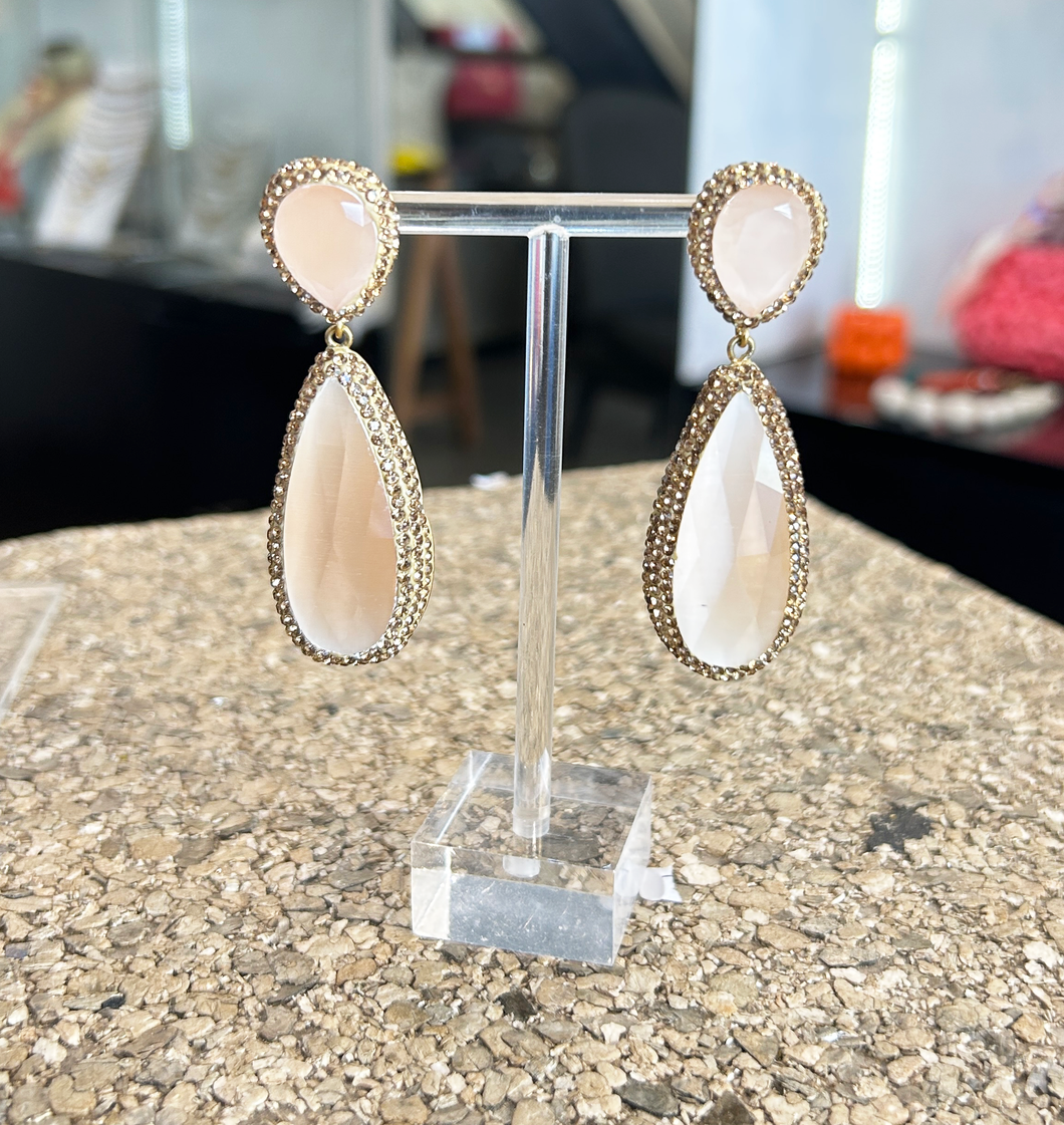 caravanas de cuarzo rosa