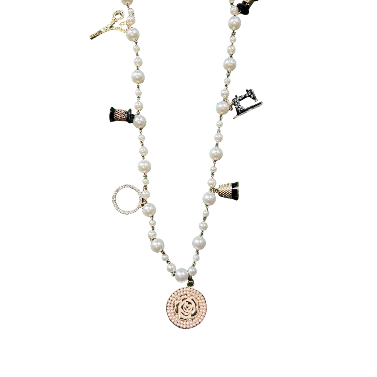 Collar perlas mix dijes, vista 2 – Fahoma