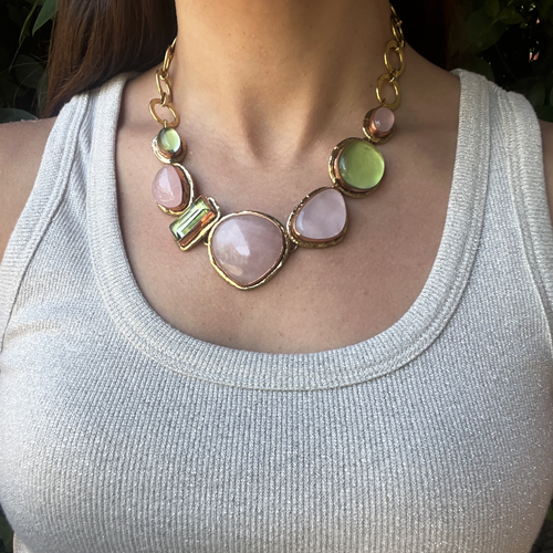 Collar verde agua y rosa, vista 2 – Fahoma