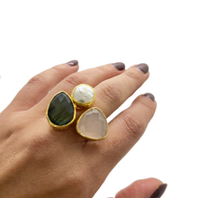 Cargar imagen en el visor de la galería, Anillo perla cuarzo y piedra de la luna
