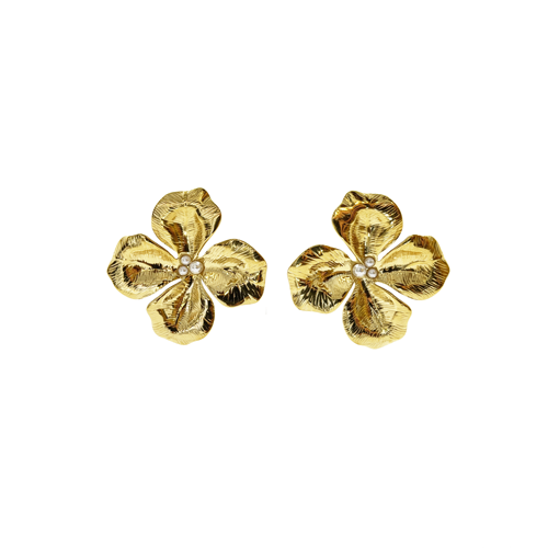 Aros flor con detalle en perlas