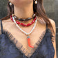 Collar perlas coral y madera, vista 2 – Fahoma
