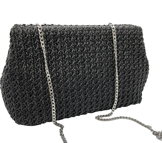 Bolso rafia negra, vista 3 – Fahoma