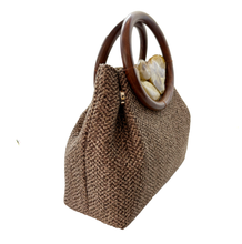 Cargar imagen en el visor de la galería, cartera marron con madera
