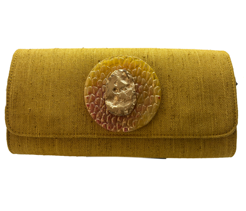 bolso de fiesta mostaza