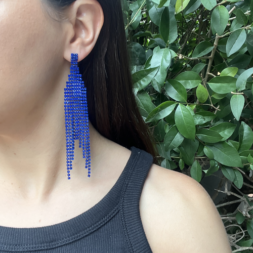 Caravanas azul de strass – Fahoma, bijouterie en Uruguay