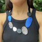 Collar de cuero azul, negro y plateado, vista 3 – Fahoma