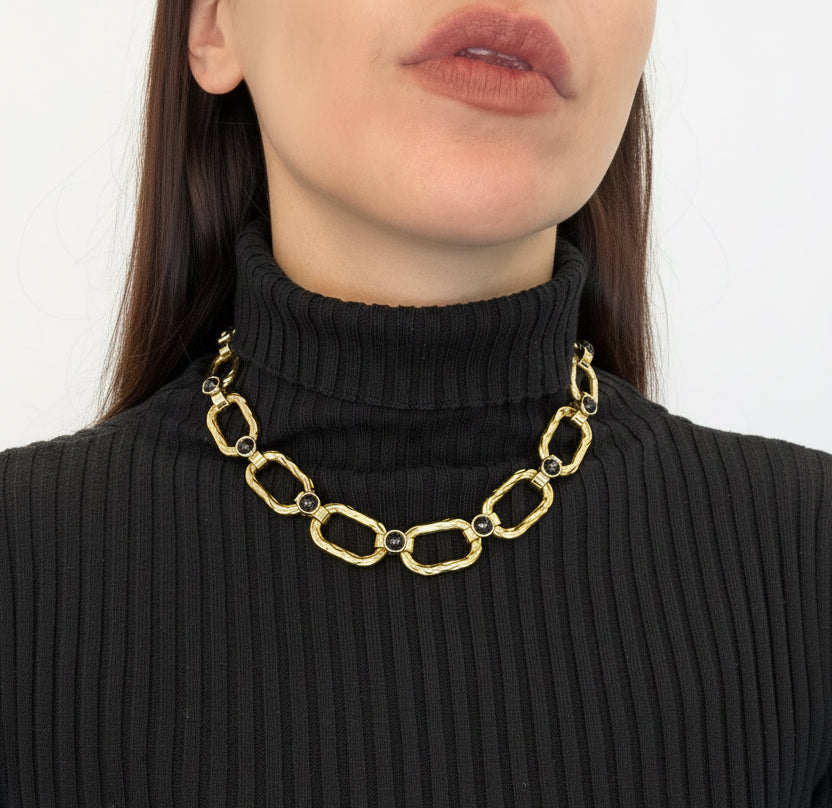 Collar cadena de acero con piedras naturales, vista 5 – Fahoma