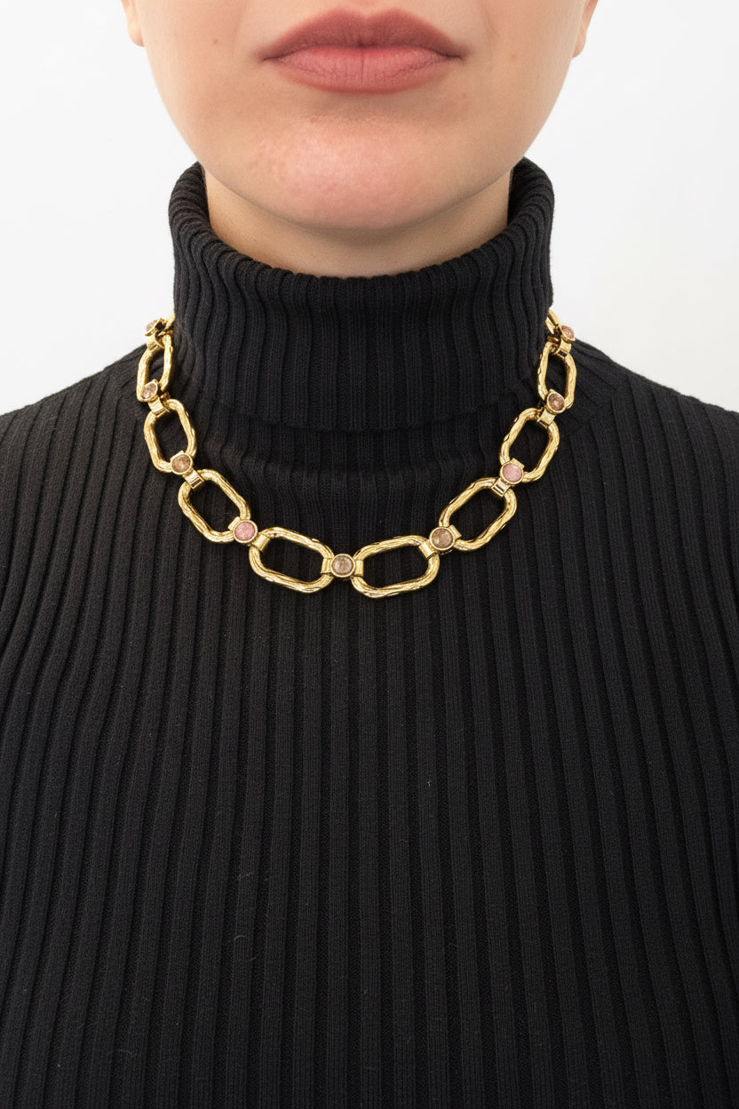 Collar cadena de acero con piedras naturales, vista 6 – Fahoma