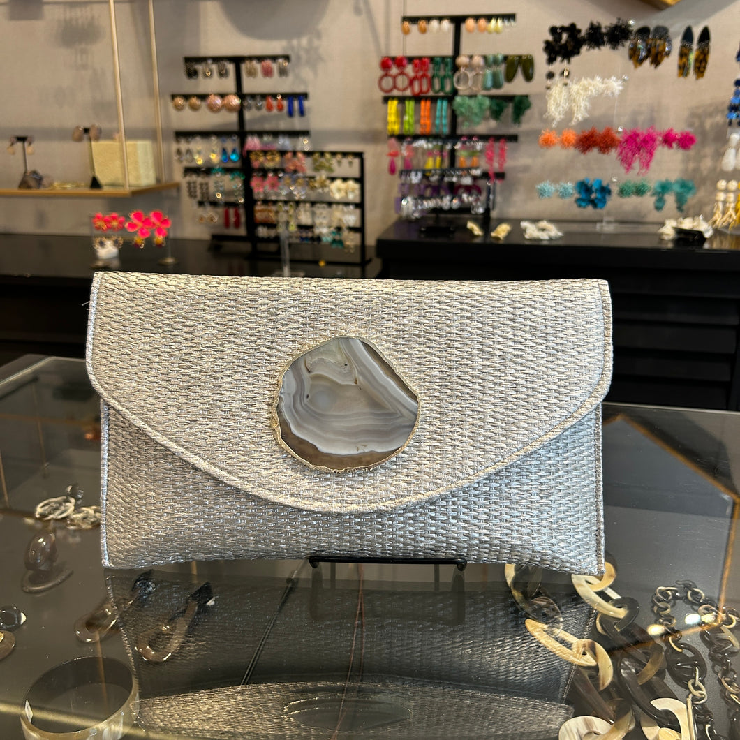 Sobre tejido rafia plateado