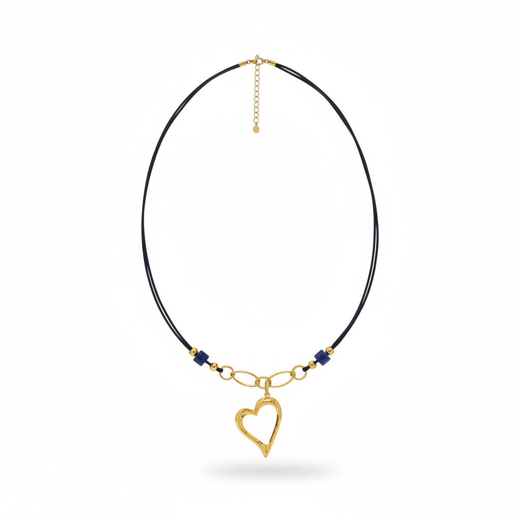Collar azul con dije corazón – Fahoma, bijouterie en Uruguay