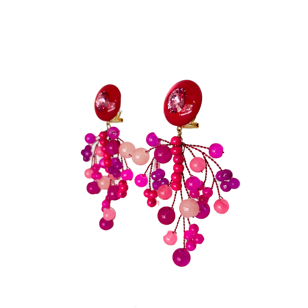 Caravanas Rama fucsias, vista 3 – Fahoma