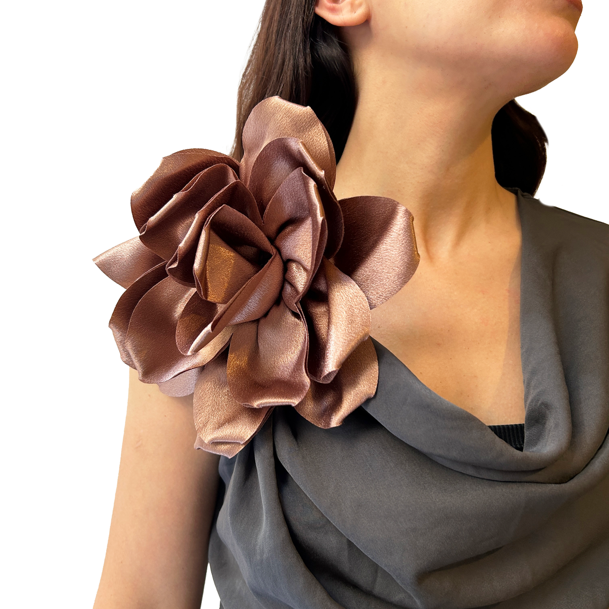 Broche maxi flor de seda – Fahoma, bijouterie en Uruguay