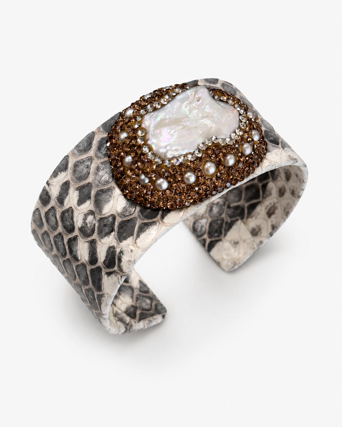 Pulsera piel y perla barroca, vista 5 – Fahoma