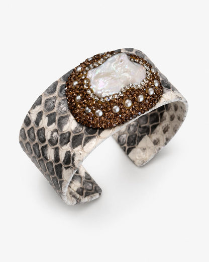 Pulsera piel y perla barroca, vista 5 – Fahoma
