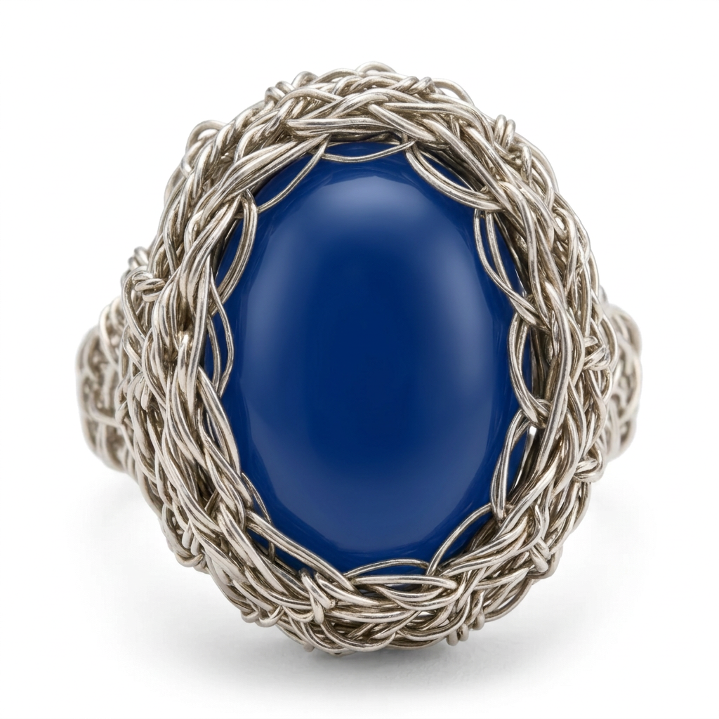 Anillo agata azul