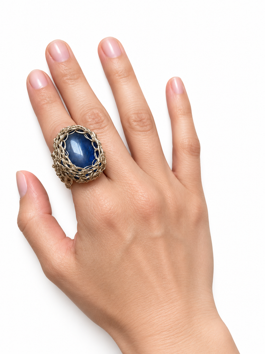 Anillo agata azul