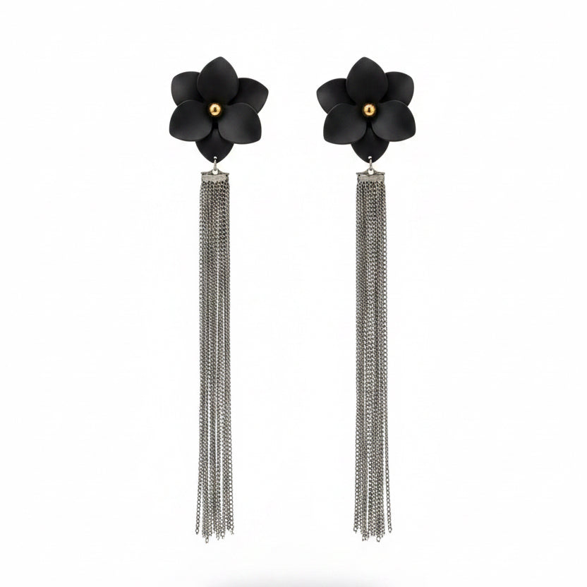 Caravanas flor con cadena – Fahoma, bijouterie en Uruguay