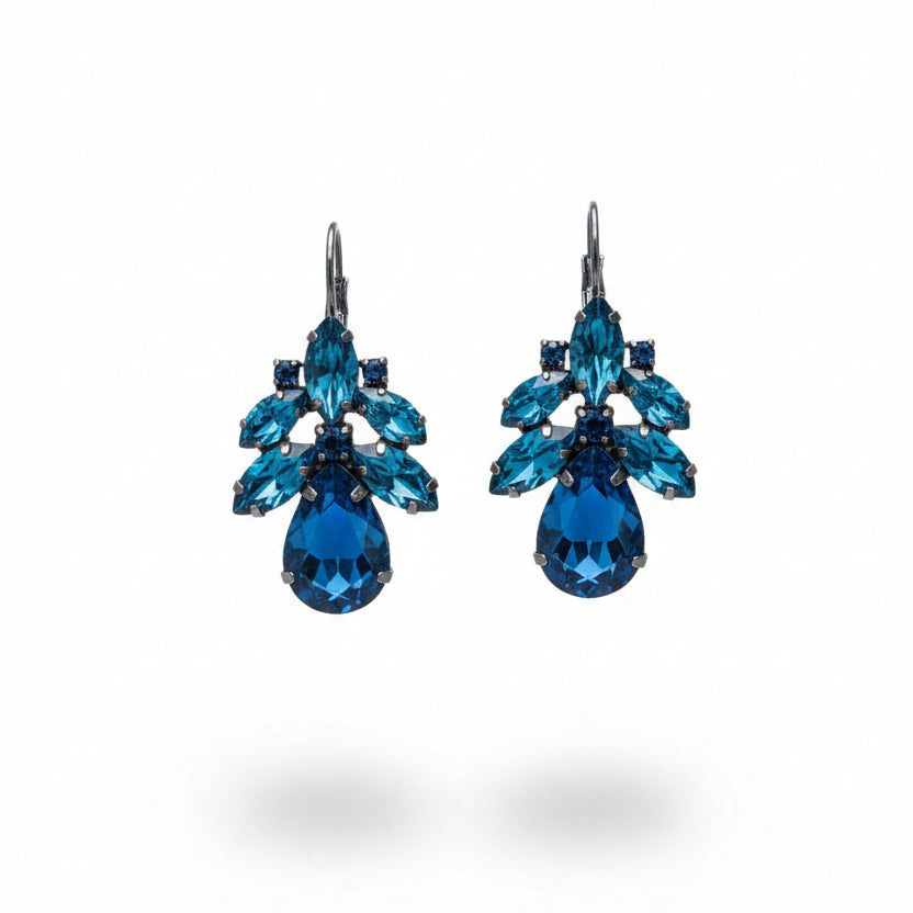 Caravanas azules de cristal cortas – Fahoma, bijouterie en Uruguay