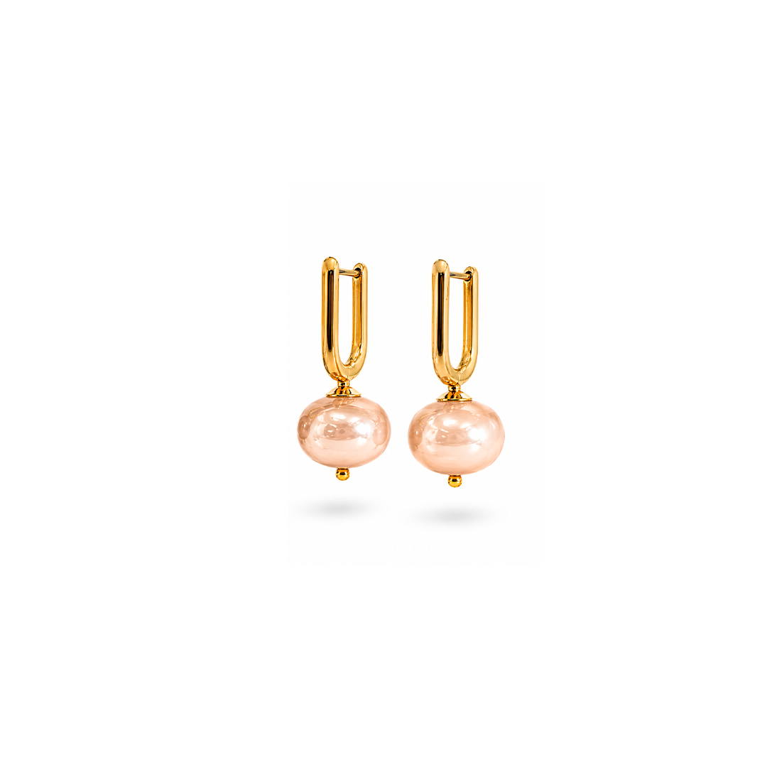 Argollas alargadas con perla, vista 2 – Fahoma