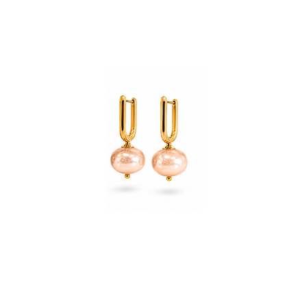 Argollas alargadas con perla, vista 2 – Fahoma