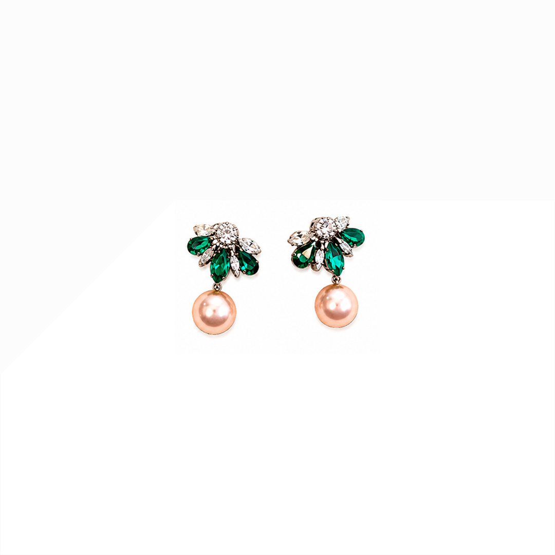 Caravanas verde con rosa – Fahoma, bijouterie en Uruguay