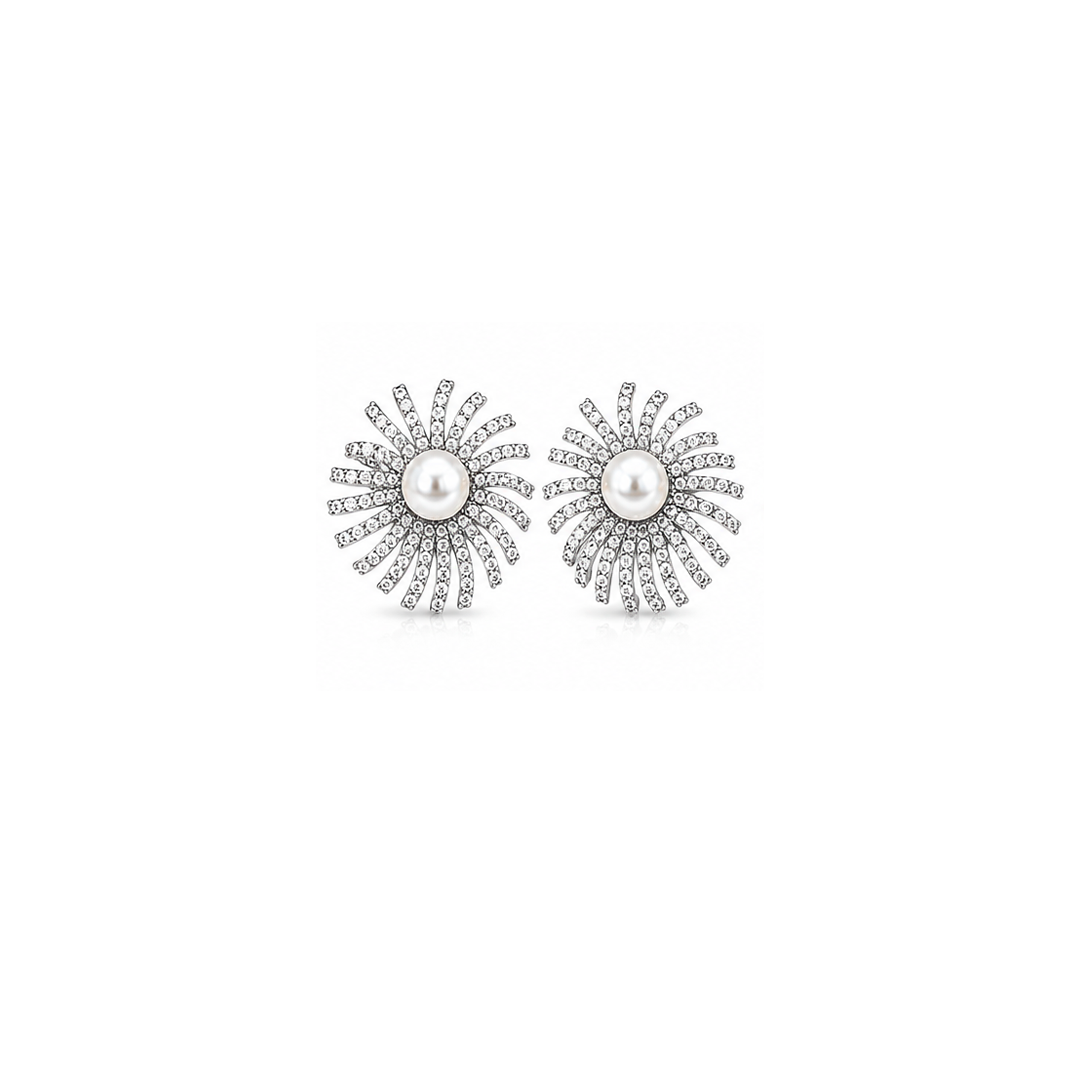 Caravanas zirconia con perla – Fahoma, bijouterie en Uruguay