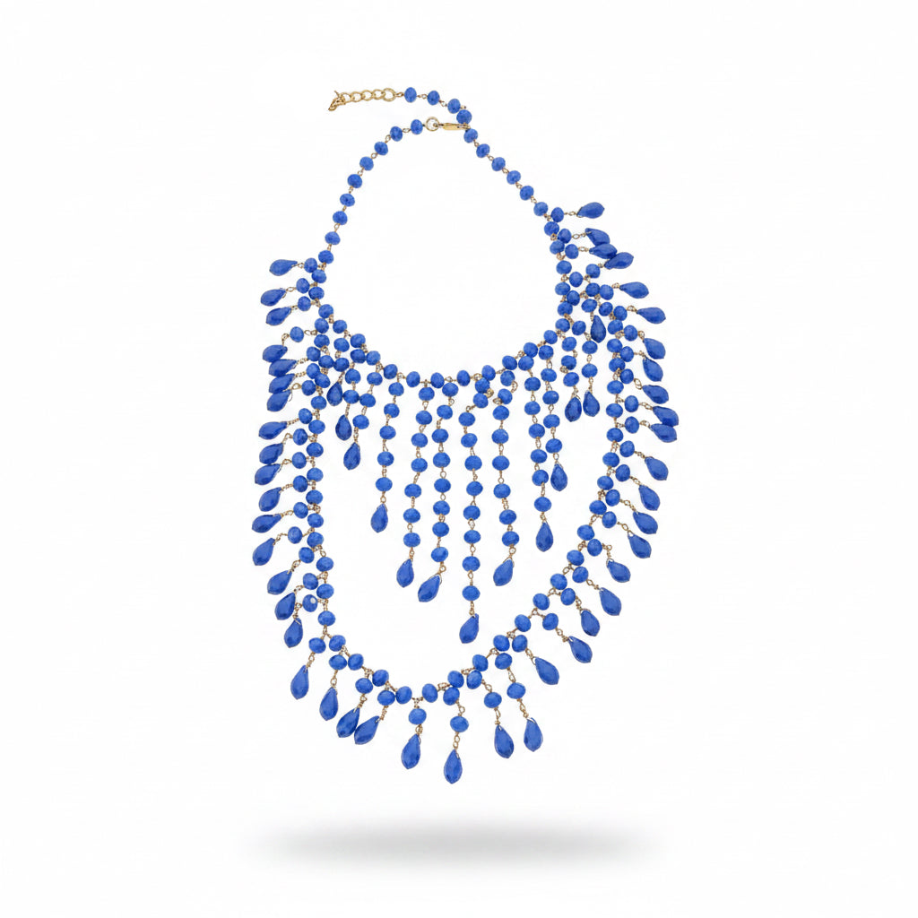Collar lluvia cristal azul – Fahoma, bijouterie en Uruguay