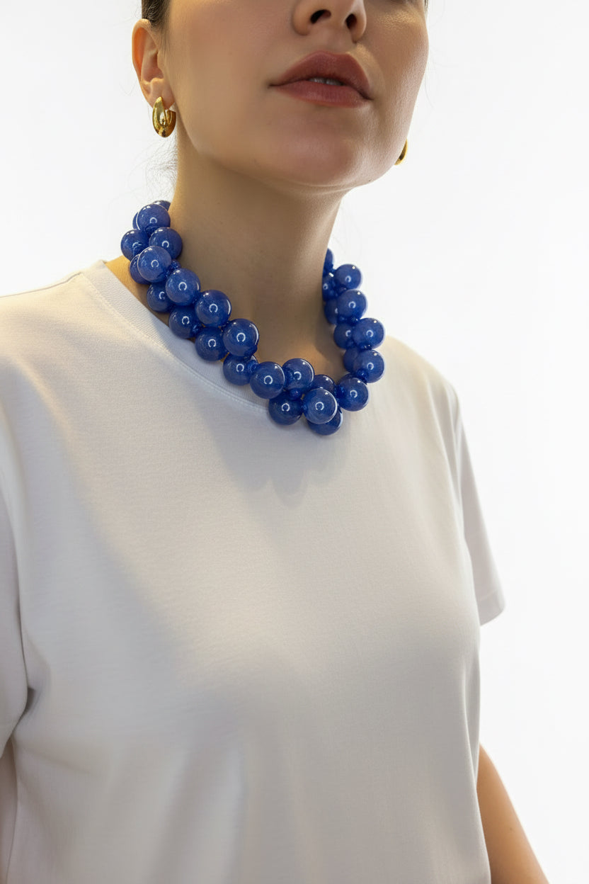 Collar cuentas resina brillante, vista 3 – Fahoma