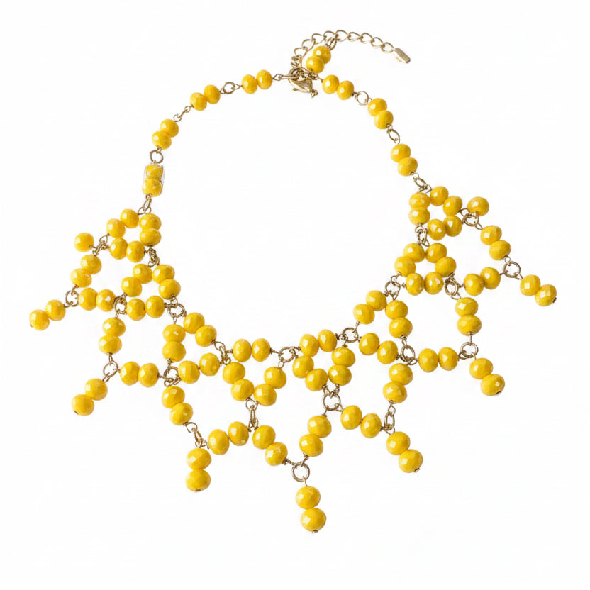 Collar amarillo de cristal – Fahoma, bijouterie en Uruguay