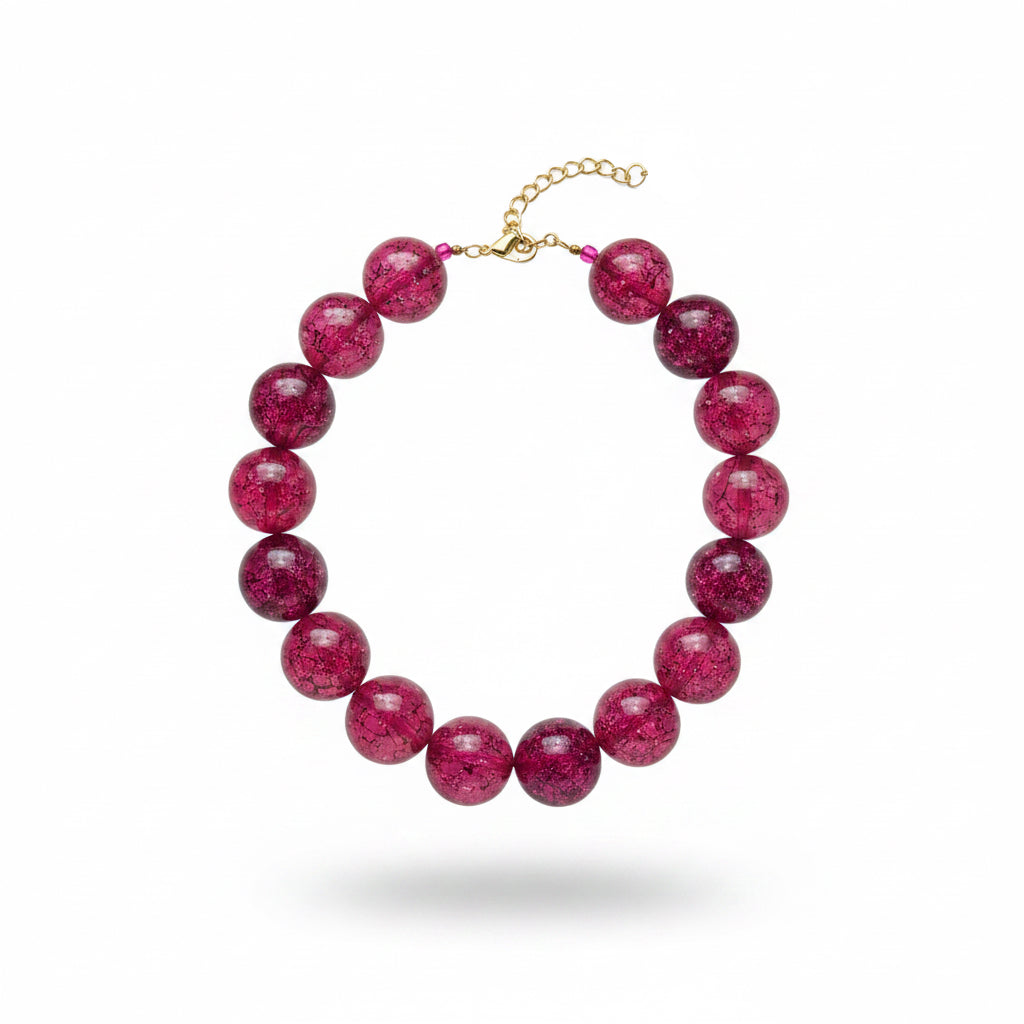 Collar esferas fucsias – Fahoma, bijouterie en Uruguay