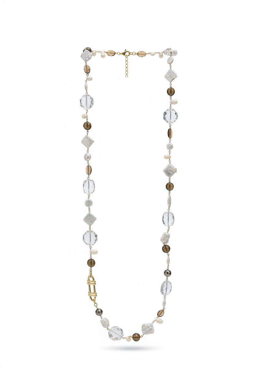 Collar perlas barrocas con cristal humo, vista 2 – Fahoma