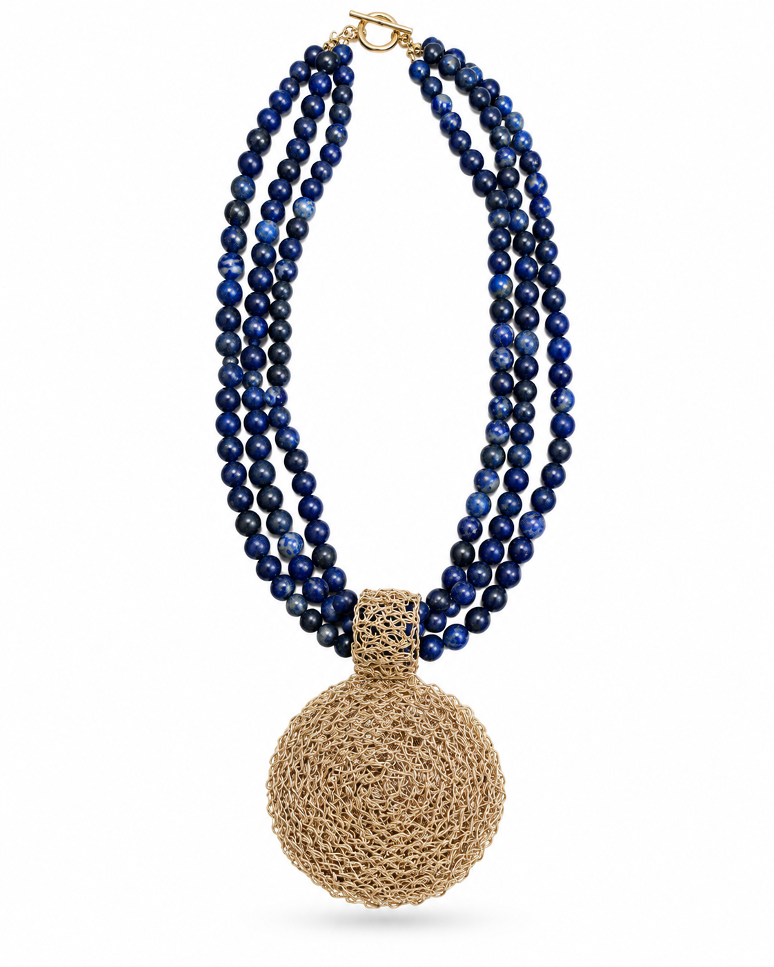 Collar azul medallón macrame