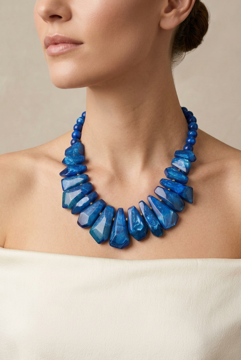 collar azul resina tipo cristal