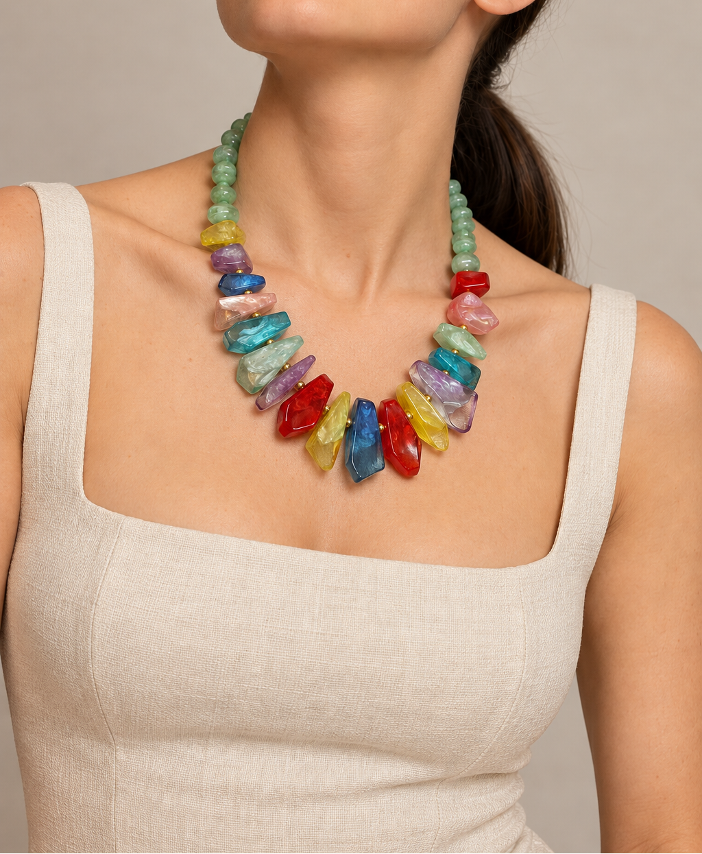 Collar multicolor resina tipocristal