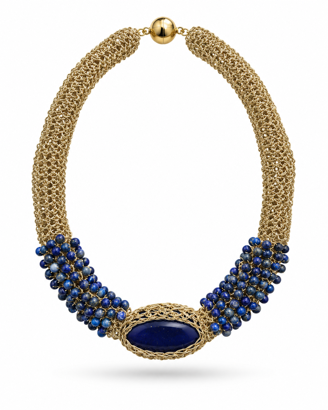 Collar tubular bordado azul